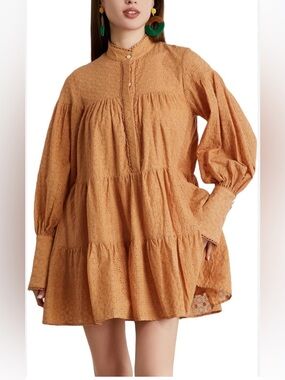 Women's Eyelet Tiered Peasant Dress